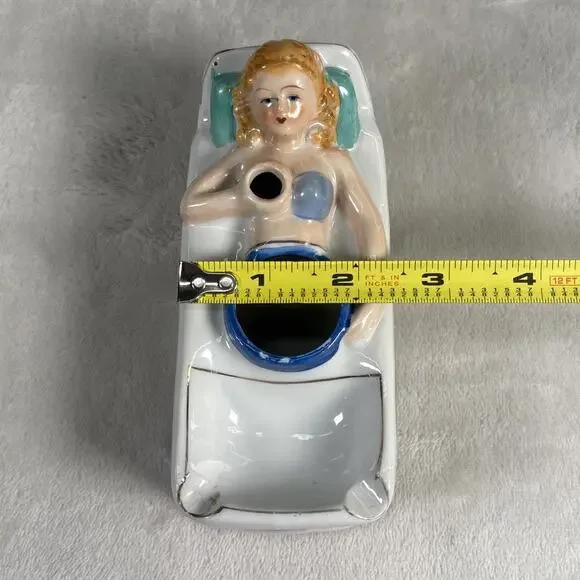 Naughty Nodder Novelty Smoking Ashtray Lady in Bed Missing Legs & Fan BnftsChrty - Picture 8 of 12
